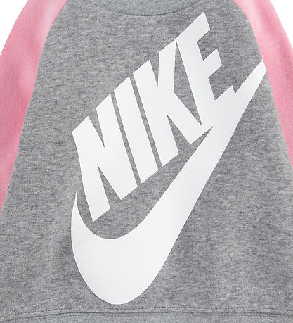 Nike Sweatsæt - Gråmeleret/Rosa m. Hvid