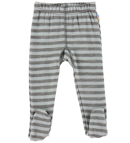 Joha Leggings m. Fødder - Uld - Grå/Mynte Joha Leggings m. Fødder - Uld - Grå/Mynte