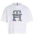 Tommy Hilfiger T-shirt - Monogram Sequins - White m. Palietter Tommy Hilfiger T-shirt - Monogram Sequins - White m. Palietter