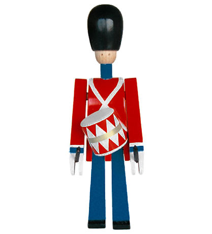Kay Bojesen Træfigur - Trommeslager - 21 cm - Lille - Rød/Blå