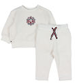 Tommy Hilfiger Fleecesæt - Baby Check Stamp - Ancient White Tommy Hilfiger Fleecesæt - Baby Check Stamp - Ancient White