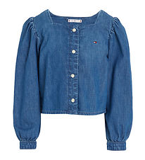 Tommy Hilfiger Skjortebluse - Square Neckline Denim - Marineblue Tommy Hilfiger Skjortebluse - Square Neckline Denim - Marineblue