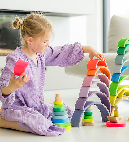 Grimms Trælegetøj - Regnbue - 10 Dele - Neonpink Grimms Trælegetøj - Regnbue - 10 Dele - Neonpink