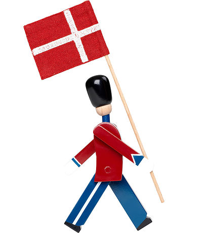 Kay Bojesen Træfigur - Fanebærer - 14 cm - Mini - Rød/Blå