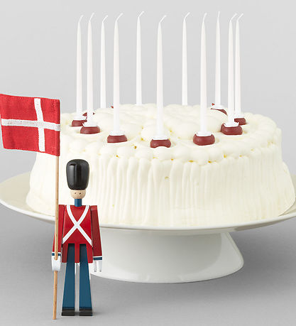 Kay Bojesen Træfigur - Fanebærer - 14 cm - Mini - Rød/Blå