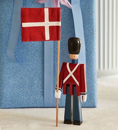 Kay Bojesen Træfigur - Fanebærer - 14 cm - Mini - Rød/Blå