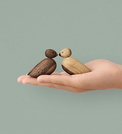 Kay Bojesen Træfigurer - Spurvepar - 6 cm - Lille - Eg/Røget Eg