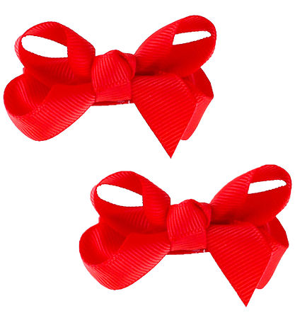 By Stær Bow Hair Clip - 2-Pack - Classic - 6 cm - Poppy red