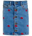 The New Nederdel - Denim - TnLips - Medium Blue/Rød m. Læber The New Nederdel - Denim - TnLips - Medium Blue/Rød m. Læber