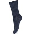 MP Strømper - Uld - Rib - Dark Denim Melange