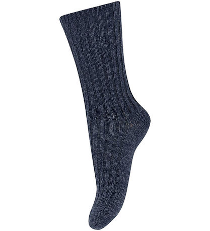 MP Strømper - Uld - Rib - Dark Denim Melange