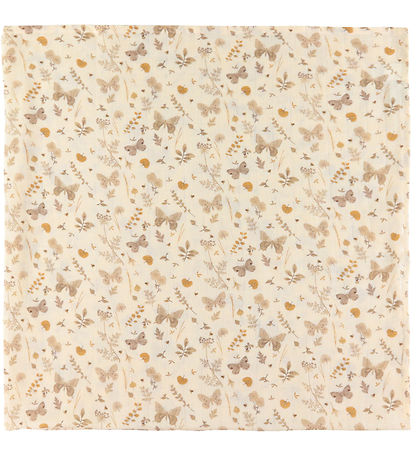 Cam Cam Babysvøb - 120x120 cm - Beige m. Blade/Sommerfugle