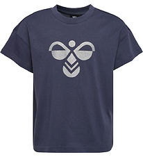Hummel T-shirt - Cropped - hml Luna - Ombre Blue m. Glimmer Hummel T-shirt - Cropped - hml Luna - Ombre Blue m. Glimmer