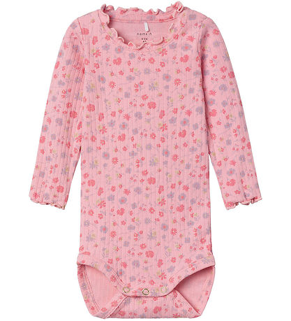 Name It Body l/æ - Rib - NbfOlea - Candy Pink m. Blomster