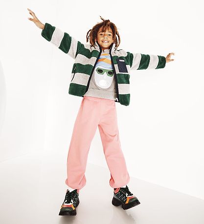 Marni Fleecejakke m. For - Gråmeleret/Grønstribet m. Navy Marni Fleecejakke m. For - Gråmeleret/Grønstribet m. Navy