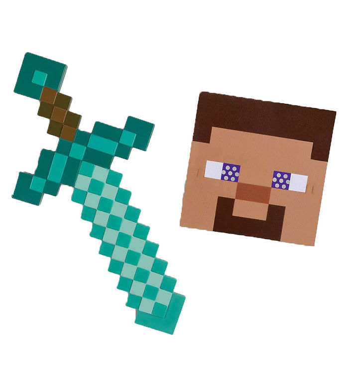 Disguise Minecraft Diamond Sværd & Steve Maske Sæt - One Size Disguise Minecraft Diamond Sværd & Steve Maske Sæt - One Size