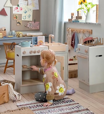 Sebra Legekøkken - Opvaskemaskine - Træ - Seabreeze Beige