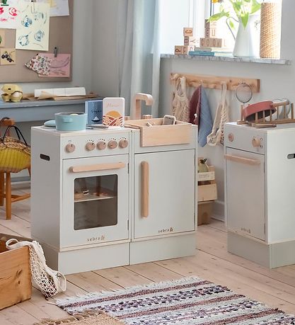 Sebra Legekøkken - Vaskeskab - Træ - Seabreeze Beige Sebra Legekøkken - Vaskeskab - Træ - Seabreeze Beige