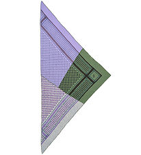 Lala Berlin Tørklæde - 162x85 - Triangle Trinity Patchwork - Lav Lala Berlin Tørklæde - 162x85 - Triangle Trinity Patchwork - Lav