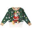 Jule-Sweaters Bluse m. Lys - Santa Christmas Star - Mørkegrøn Jule-Sweaters Bluse m. Lys - Santa Christmas Star - Mørkegrøn