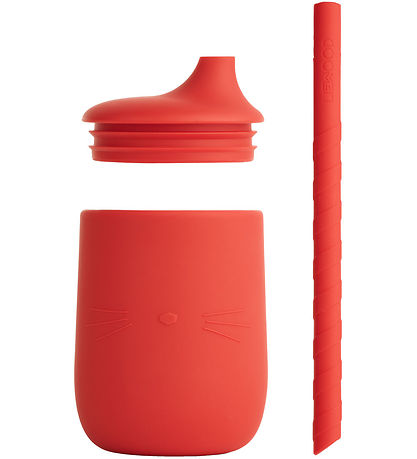 Liewood Kop m. Sugerør - Silikone - Ellis - Cat Apple Red