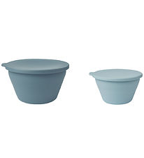 Liewood Skåle - Silikone - Foldbare - 2-pak - Dale - Sea Blue/Wh Liewood Skåle - Silikone - Foldbare - 2-pak - Dale - Sea Blue/Wh