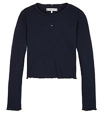 Tommy Hilfiger Bluse - Essential Rib - Desert Sky Tommy Hilfiger Bluse - Essential Rib - Desert Sky