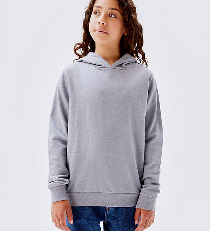 Name It Hættetrøje - Noos - NkfNasweat - Grey Melange Name It Hættetrøje - Noos - NkfNasweat - Grey Melange