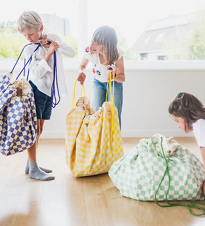 Play&Go Legetøjstæppe - Ø140 cm - Vichy Yellow