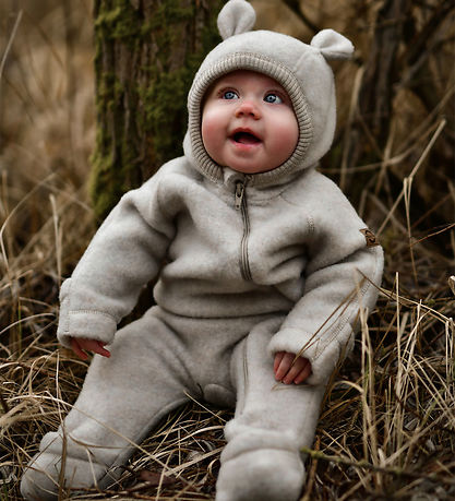 Mikk-Line Køredragt m. Hætte - Uld - Melange Offwhite Mikk-Line Køredragt m. Hætte - Uld - Melange Offwhite