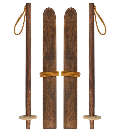 Maileg Miniature Ski og Skistave - Storebror & -Søster Mus - Træ
