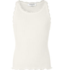 Rosemunde Top - Silke/Bomuld -  New White m. Blonder Rosemunde Top - Silke/Bomuld -  New White m. Blonder