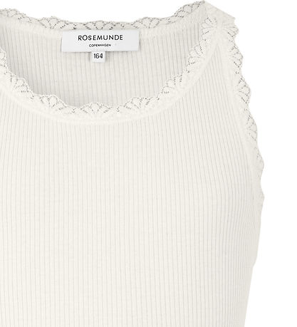 Rosemunde Top - Silke/Bomuld -  New White m. Blonder Rosemunde Top - Silke/Bomuld -  New White m. Blonder