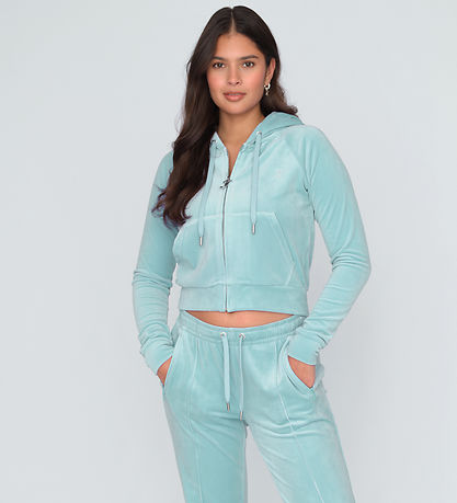 Juicy Couture Cardigan - Cropped - Madison - Velour - Blue Surf  Juicy Couture Cardigan - Cropped - Madison - Velour - Blue Surf