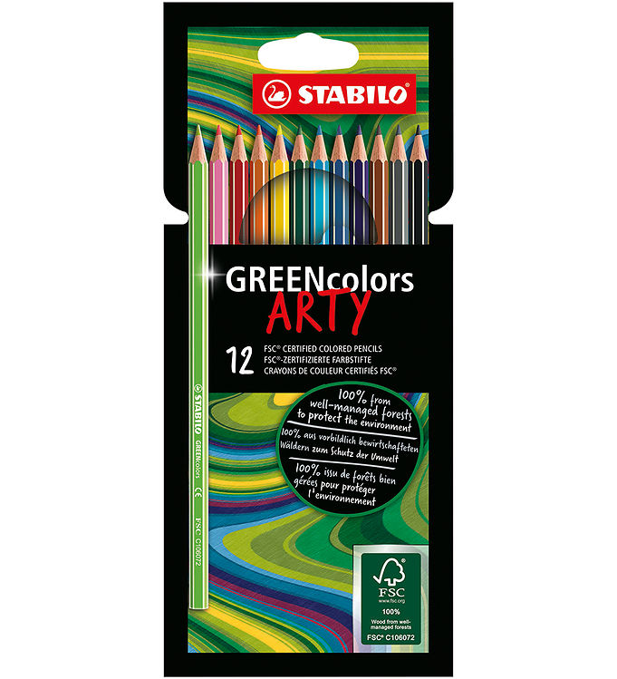 STABILO ® Arty GREENfarver FSC®-mærkede farve blyanter, sæt med 12 penne