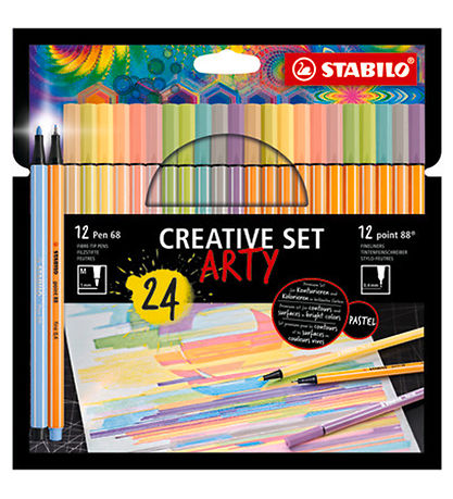 Stabilo Tuscher - Pen 68/Point 88 Arty - 24 stk. - Pastel Stabilo Tuscher - Pen 68/Point 88 Arty - 24 stk. - Pastel
