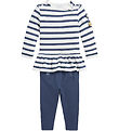 Polo Ralph Lauren Bluse/Leggings - Navy/Hvid Polo Ralph Lauren Bluse/Leggings - Navy/Hvid
