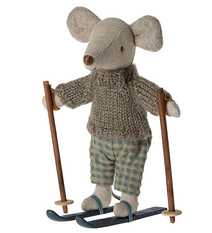 Maileg Mus - 13 cm - Storebror m. Ski