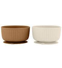 Mikk-Line Skåle - 2-pak - Silikone - White Swan/Brown Sugar Mikk-Line Skåle - 2-pak - Silikone - White Swan/Brown Sugar