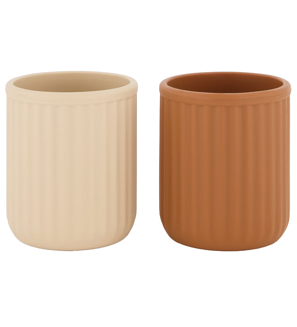 Mikk-Line Becher - 2er-Pack - Silikon - White Swan/Brown Sugar - Mikk-Line - One Size - Becher