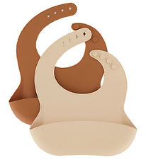 Mikk-Line Hagesmække - 2-pak - Silikone - White Swan/Brown Sugar Mikk-Line Hagesmække - 2-pak - Silikone - White Swan/Brown Sugar