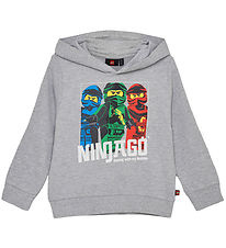 LEGO® Ninjago Hættetrøje - LWScout 102 - Gråmeleret m. Ninjaer
