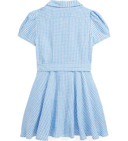Polo Ralph Lauren Kjole - Gingham - Hør - Blå/Hvidternet Polo Ralph Lauren Kjole - Gingham - Hør - Blå/Hvidternet