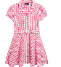 Polo Ralph Lauren Kjole - Gingham - Hør - Pink/Hvidternet Polo Ralph Lauren Kjole - Gingham - Hør - Pink/Hvidternet