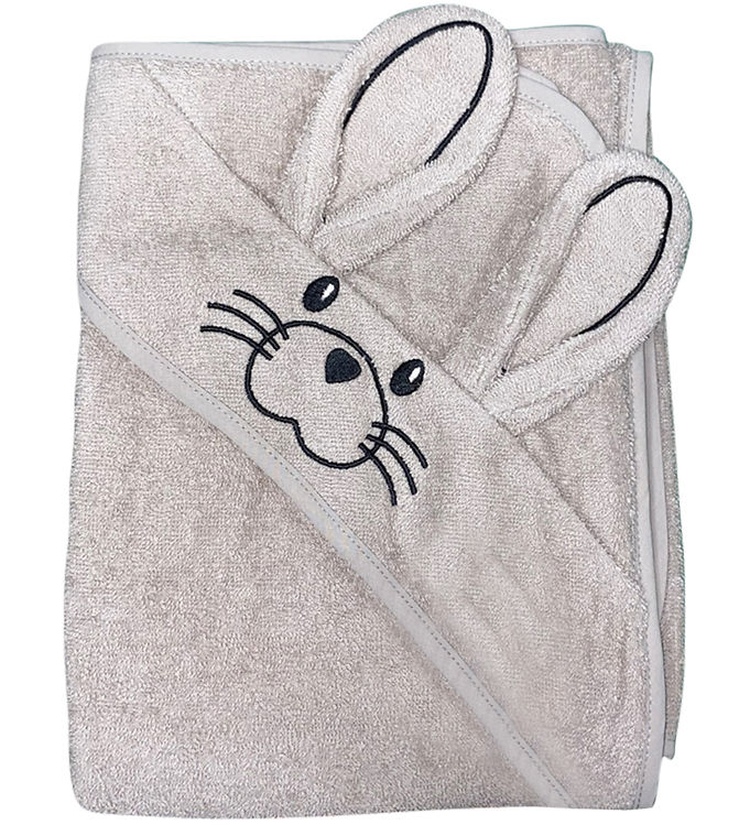 Nørgaard Madsens Babyhåndklæde – 100×100 cm – Brun m. Kaninører