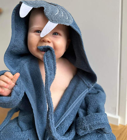 Nørgaard Madsens Badekåbe - Middle Blue m. Hvalros 