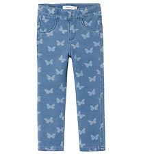Name It Leggings - Noos - NmfSalli - Medium Blue Denim/Sommerfug Name It Leggings - Noos - NmfSalli - Medium Blue Denim/Sommerfug