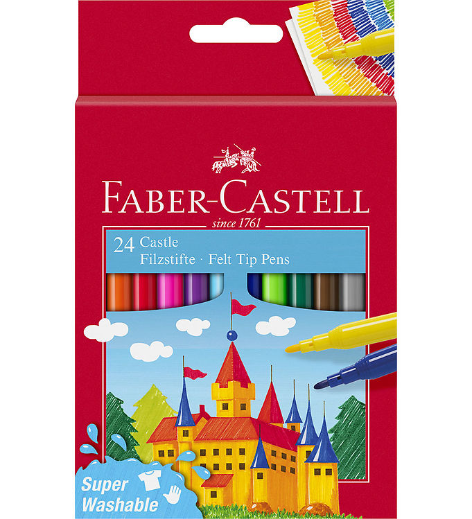 Faber-Castell CASTLE - Markør - assorterede intense farver - vandbaseret farveblæk (pakke med 24)