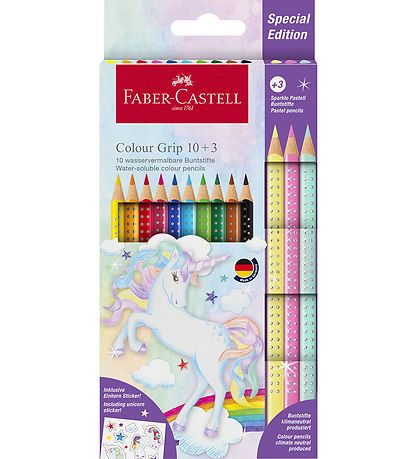 Faber-Castell Farveblyanter - Trekantet - Grip Unicorn - 10+3 st Faber-Castell Farveblyanter - Trekantet - Grip Unicorn - 10+3 st