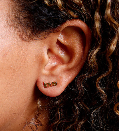 Design Letters Ørering - 1 stk. - LOVE - 18K Guldbelagt